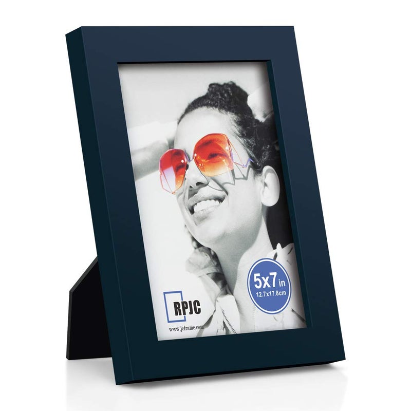 RPJC 5x7 inch Picture Frame Made of Solid Wood High Definition Glass for Table Top Display and Wall Mounting Photo Frame Jazz Blue - Image 1